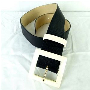 Kate Spade Black Ivory Leather Belt